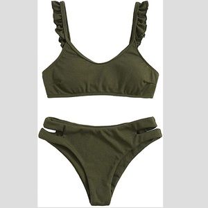 Ruffle Cut Out Bikini Two Piece Set NWT
